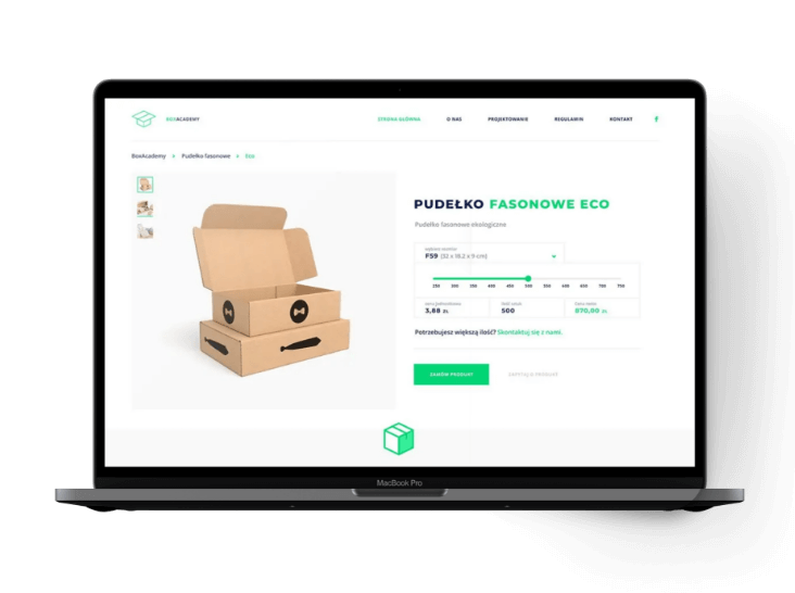 Internet platform for ordering custom packaging