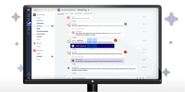computer with microsoft teams screen