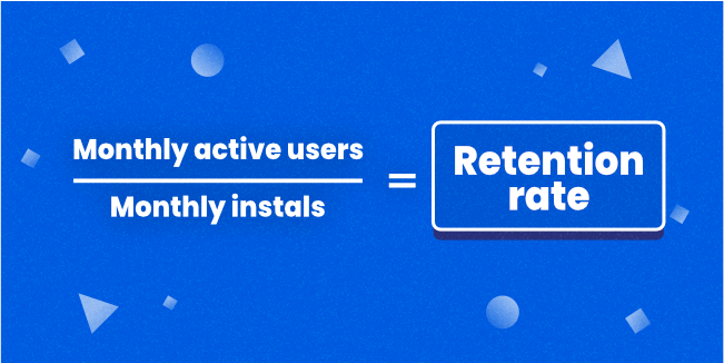 Blue background with equation for Retention rate