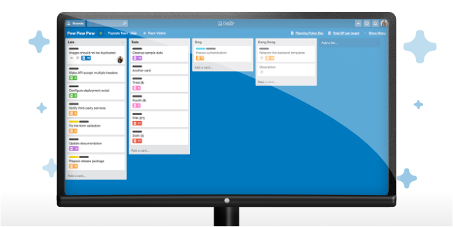 computer with trello application screen